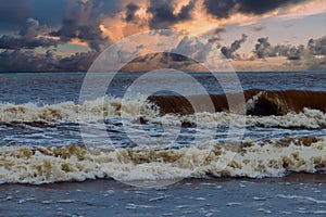 Dramatically sunset over Lake Michigan - Painted background