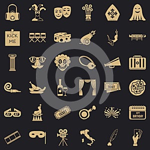 Dramatization icons set, simple style