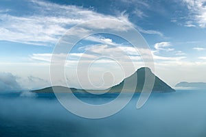 Drammatic view of Koltur island in Atlantic ocean