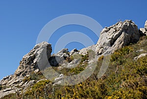 Dramtic rocky ridge on the Cavall Verd, near Benimaurell, Vall de Laguar, Alicate Province, Spain photo