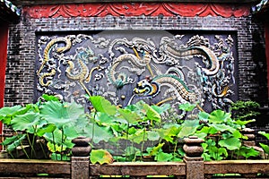 Drangon Wall Carving In Lin Fung Temple, Macau, China