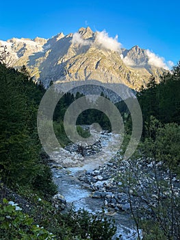 Dranse de Ferret river close to Les Granges on the TMB