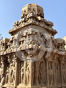 Drarmaraja Ratha in Pancha Rathas complex at Mahabalipuram