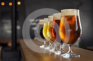 Draught beer in glasses photo