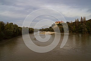 Drava river and Borl castle, Slovenia in autumn