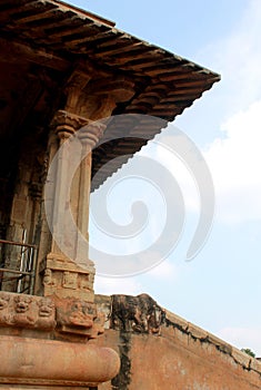Dravidian styled beautiful ornamental inner roof design in the ancient Brihadisvara Temple in Thanjavur, india.