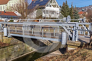 Draw bridge at historic Ludwig Danube Main Canal in Kelheim