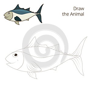 Draw the fish tunny educational game vector