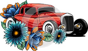 draw of hot rod car vector illustration design