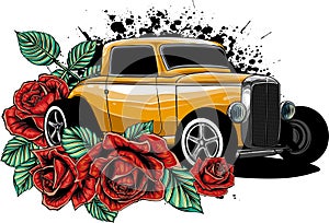 draw of hot rod car vector illustration design