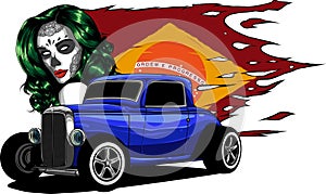 draw of hot rod car vector illustration design