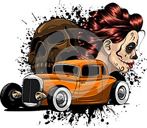 draw of hot rod car vector illustration design