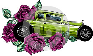 draw of hot rod car vector illustration design