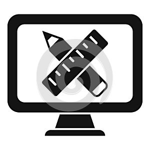 Draw monitor icon simple vector. Web ux