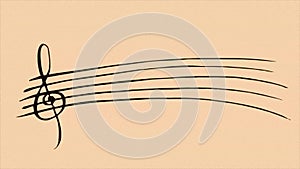 Draw of Musical Notes on Sepia background