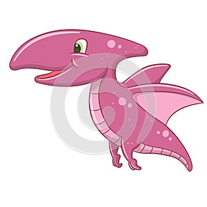 Draw a picture of a dinosaur, a cute pink pterosaur, a winged predator that can fly. Hand drawn on white background