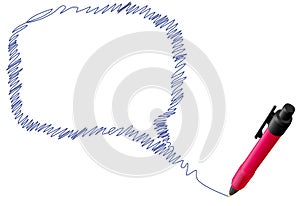 Draw scribble talk speech bubble with ink pen