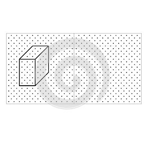 Draw shapes dotted line exercise. Dots grid background. Square graph.