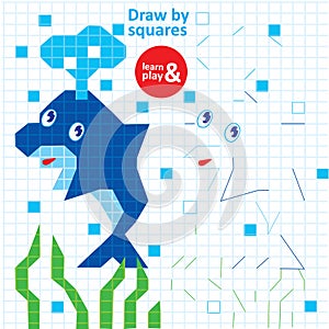 Draw Squares Dolphin Kid Game Printable Worksheet