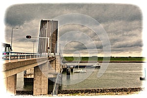 Drawbridge across the Canal in Holland