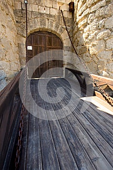 Drawbridge of the castle of Ampudia
