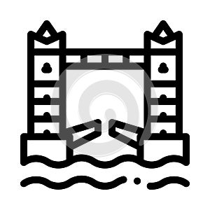 Drawbridge icon vector outline illustration