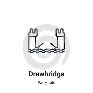 Drawbridge outline vector icon. Thin line black drawbridge icon, flat vector simple element illustration from editable fairy tale