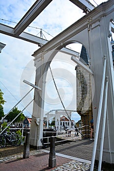 Drawbridge at Zuiderhaven in Zierikzee, Zeeland, Netherlands