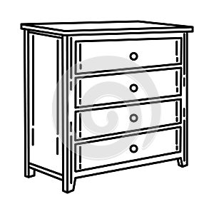 Drawer Chest Icon. Doodle Hand Drawn or Outline Icon Style