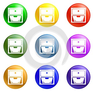 Drawer icons set vector