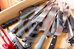 Drawer of knives photo