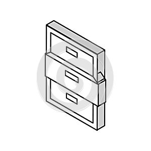 drawer open isometric icon vector illustration
