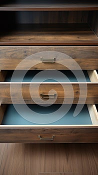 Drawer perspective Top view of an opened, invitingly empty drawer