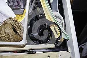 Drawers in the kitchen with useful and useless