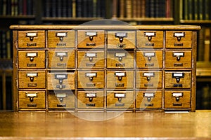 Drawers to search for book records in the library