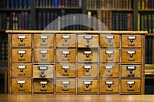 Drawers to search for book records in the library photo