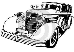 Drawing of a 1930s Vintage Car