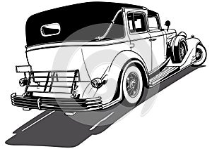 Drawing of a 1930s Vintage Car