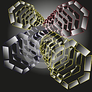 Drawing abstraction of hexagons with the prospect