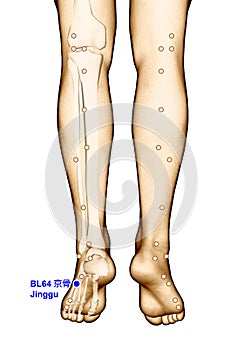 Drawing Acupuncture Point BL64 Jinggu, 3D Illustration