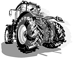 Drawing of Agricultural Tractor from Rear View