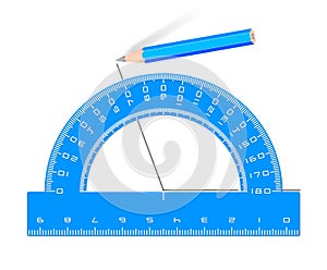 Drawing angle blue protractor pencil