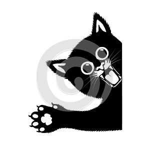 Drawing angry kitten vector illustration