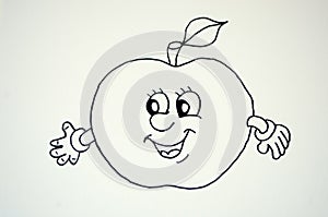Drawing of an apple black and white