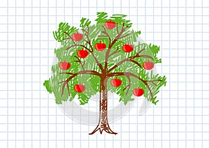 Drawing of apple-tree