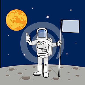 Drawing the astronaut has landed on the planet.