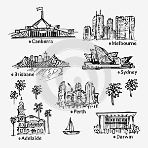 Drawing Australian cities. Sketch of city. photo