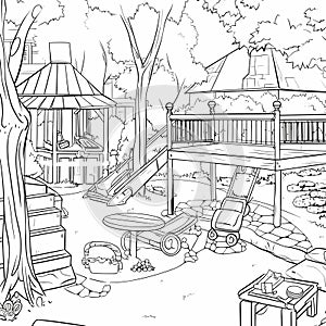 Drawing Of A Backyard