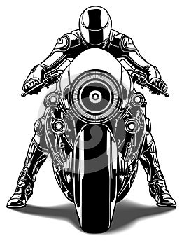 Drawing of a Biker from the Future