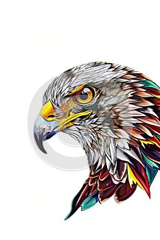 A drawing of a bird of prey on a white background